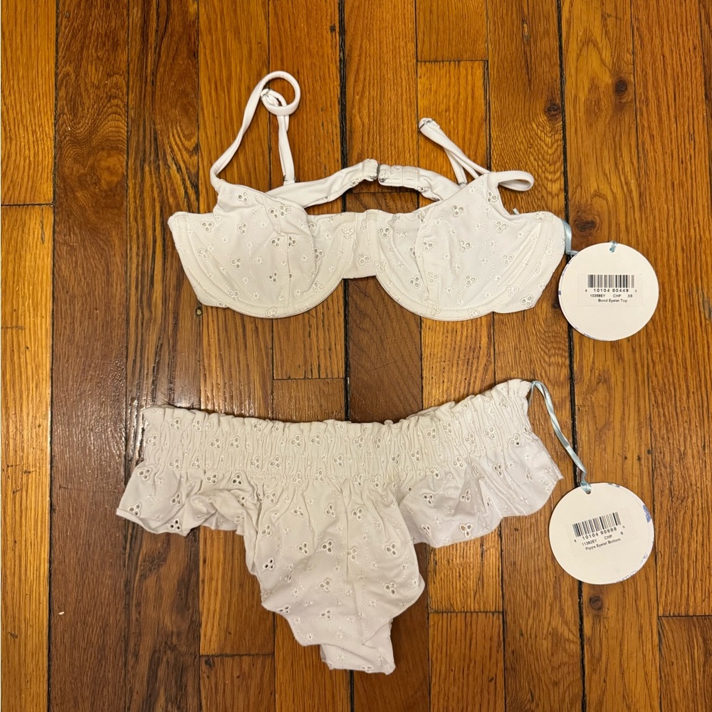 Frankie's Bikinis White Eyelet Bikini Set